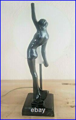 Frankart Art Deco Female NudeTable Lamp withGlass Disk Shade, 14.5 hi. Reproduction