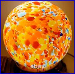 Frankart Era Nude Lady Figurine Spelter Lamp Czechoslovakia Spatter Glass Shade