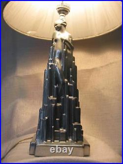 Frankart Spirit of Modernism Art Deco lamp base sanded and all metal 13 USA