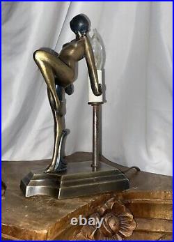 Frankart Style Figural Lamp Deco 1920's Flapper Girl Accent Lamp