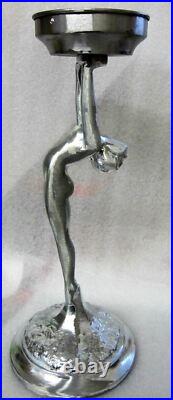 Frankart art deco standing lamp body & up stretched arms sanded alum withfitter