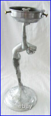 Frankart art deco standing lamp body & up stretched arms sanded alum withfitter