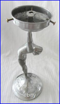 Frankart art deco standing lamp body & up stretched arms sanded alum withfitter