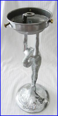 Frankart art deco standing lamp body & up stretched arms sanded alum withfitter