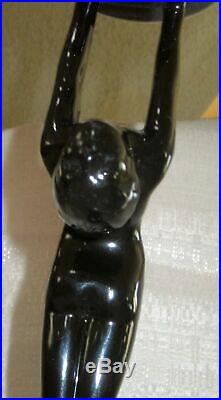 Frankart art deco standing lamp body with up stretched arms black not wired USA