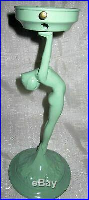 Frankart art deco standing lamp body with up stretched arms green not wired USA