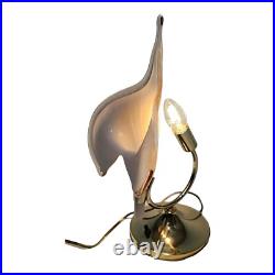 Franko Luce Murano Calla Lily Table Lamp Pink Blown Glass Art Deco Italian Vtg