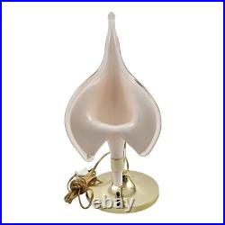 Franko Luce Murano Calla Lily Table Lamp Pink Blown Glass Art Deco Italian Vtg