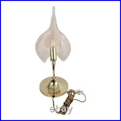 Franko Luce Murano Calla Lily Table Lamp Pink Blown Glass Art Deco Italian Vtg