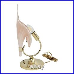 Franko Luce Murano Calla Lily Table Lamp Pink Blown Glass Art Deco Italian Vtg