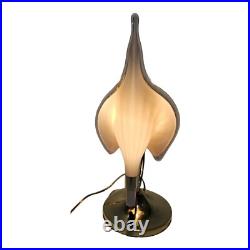 Franko Luce Murano Calla Lily Table Lamp Pink Blown Glass Art Deco Italian Vtg