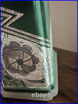 Frederick Cooper Vintage Green Art Crackle Deco 80s 90s Rectangle Lamp