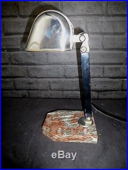 French Art Deco Chrome Desk Lamp Stamped Artisinat Francais