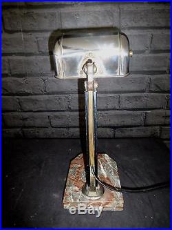 French Art Deco Chrome Desk Lamp Stamped Artisinat Francais