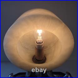 French Art Deco Dual Pierrot Acrobats Table Lamp with Alabaster Globe 1920s-30s