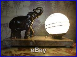 French Art Deco Elephant Mood Lamp Signed Made In France