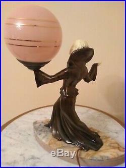 French Art Deco Lady Mood Lamp With Shade
