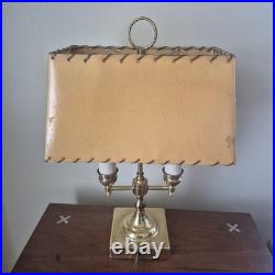 French Art Deco Lamp Includes Shade Yellow Vintage