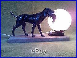 French Art Deco Lamp large dog retriever game dog working lamp original