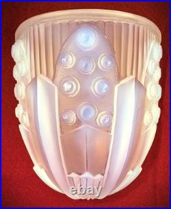French Art Deco Opaline Glass Chandelier Sconce Shade By G. Leleu #1