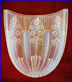 French Art Deco Opaline Glass Chandelier Sconce Shade By G. Leleu #1