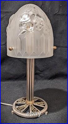 French Art Deco Table Lamp Signed Gilles