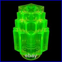 French Art Deco. Vaseline Glass Lamp Shade. For Antique Lamp