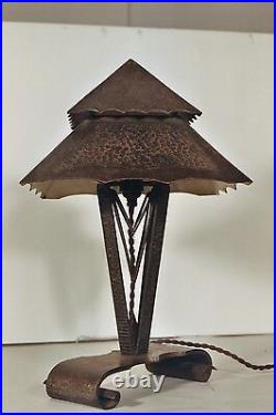 French Art Deco Wrought Iron Table Lamp