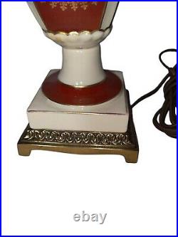 French Porcelain Dual Socket Lamp Brass Art Deco Lamp 24.5