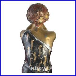 French Vintage Art Deco Spelter, Marble and Glass Lady Lamp