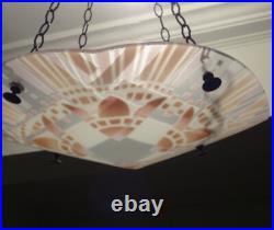 French antique Art Deco Painted Ceiling Lamp