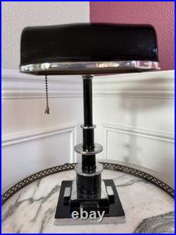 Genuine 1930s Machine Age / Art Deco Chrome And Lacquered Paint Desk Lamp