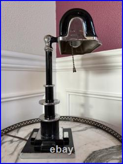 Genuine 1930s Machine Age / Art Deco Chrome And Lacquered Paint Desk Lamp