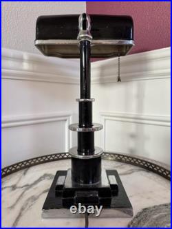 Genuine 1930s Machine Age / Art Deco Chrome And Lacquered Paint Desk Lamp