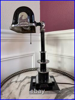 Genuine 1930s Machine Age / Art Deco Chrome And Lacquered Paint Desk Lamp