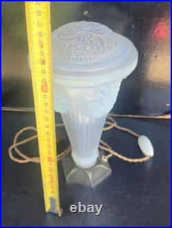 Georges Leleu/jehel Rare Night Light Opalescent Glass Art Deco 1931 Ht. 27cm