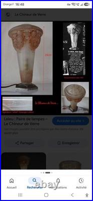 Georges Leleu/jehel Rare Night Light Opalescent Glass Art Deco 1931 Ht. 27cm