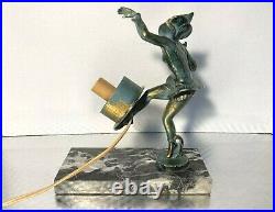 Gerdago Antique ART DECO Pixie, Harlequin Figural Lamp withMillefiori Glass Shade