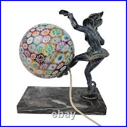 Gerdago Pixie Harlequin Figural Lamp Millefiori Art Deco Glass Italy Globe Shade