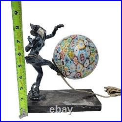 Gerdago Pixie Harlequin Figural Lamp Millefiori Art Deco Glass Italy Globe Shade