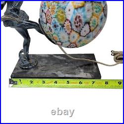 Gerdago Pixie Harlequin Figural Lamp Millefiori Art Deco Glass Italy Globe Shade