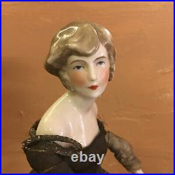 German Art Deco Half Doll Boudoir Lamp Beautiful Early
