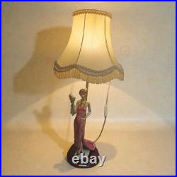 Giuseppe Armani Figurative Art Deco Lamp Woman 1930s Fringe Shade
