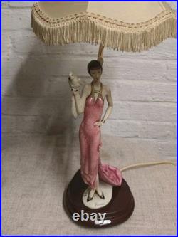 Giuseppe Armani Figurative Art Deco Lamp Woman 1930s Fringe Shade