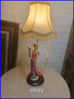 Giuseppe Armani Figurative Art Deco Lamp Woman 1930s Fringe Shade