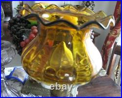 Gorgeous Antique Gilt Metal Amber Glass Art Deco Lamp