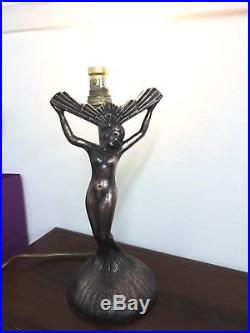 Gorgeous Art Deco 1930's Bronze Spelter Table Lamp Erotic Lady