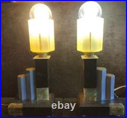 Gorgeous Art Deco Lamps Year 30 Models Rare On the Market Green Tulips
