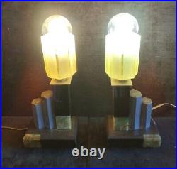 Gorgeous Art Deco Lamps Year 30 Models Rare On the Market Green Tulips