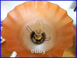 Gorgeous Vintage Genuine Art Deco Lamp Chrome Base with Frosted Glass Shade